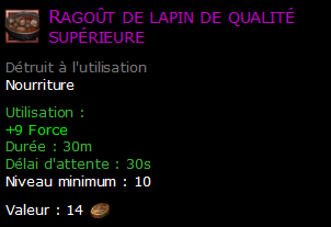 Ragoût de lapin de qualité supérieure