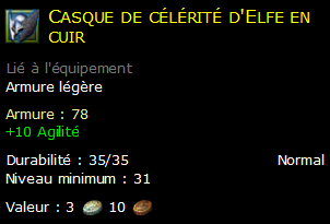 Casque de célérité d'Elfe en cuir