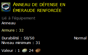 Anneau de défense en émeraude renforcée