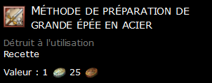 Méthode de préparation de grande épée en acier