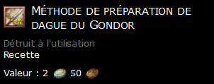 Méthode de préparation de dague du Gondor