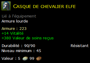 Casque de chevalier elfe