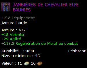 Jambières de chevalier elfe brunies