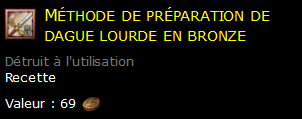 Méthode de préparation de dague lourde en bronze