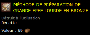 Méthode de préparation de grande épée lourde en bronze