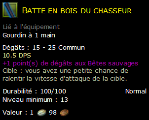 Batte en bois du chasseur