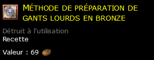 Méthode de préparation de gants lourds en bronze