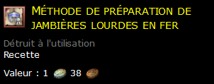 Méthode de préparation de jambières lourdes en fer