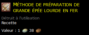 Méthode de préparation de grande épée lourde en fer