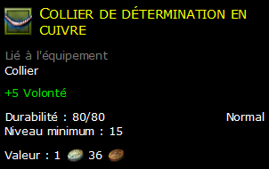 Collier de détermination en cuivre