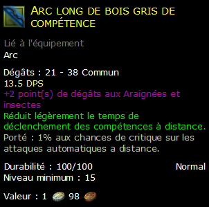 Arc long de bois gris de compétence