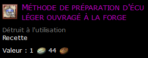 Méthode de préparation d'écu léger ouvragé à la forge