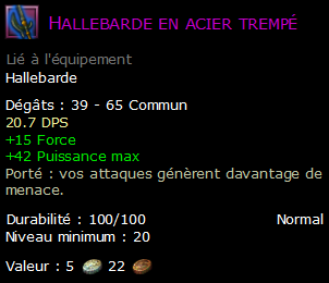 Hallebarde en acier trempé