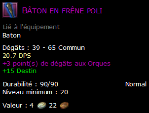 Bâton en frêne poli