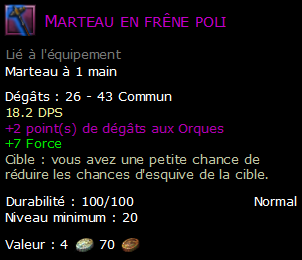 Marteau en frêne poli