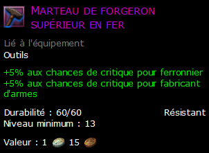 Marteau de forgeron supérieur en fer