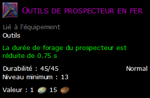 Outils de prospecteur en fer