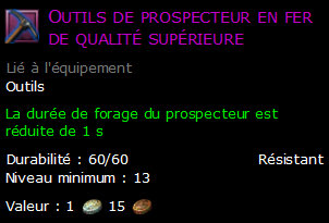 Outils de prospecteur en fer de qualité supérieure