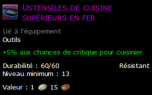 Ustensiles de cuisine supérieurs en fer