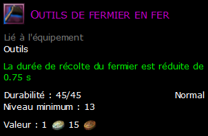 Outils de fermier en fer