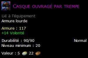 Casque ouvragé par trempe