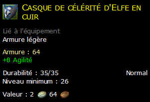 Casque de célérité d'Elfe en cuir