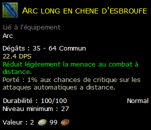 Arc long en chene d'esbroufe