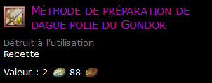 Méthode de préparation de dague polie du Gondor