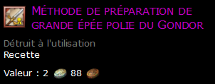 Méthode de préparation de grande épée polie du Gondor