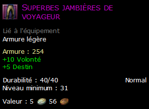 Superbes jambières de voyageur