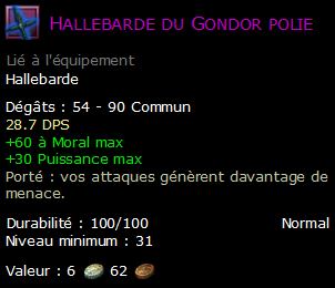 Hallebarde du Gondor polie