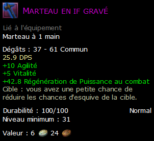 Marteau en if gravé