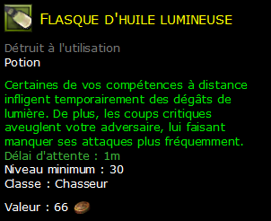 Flasque d'huile lumineuse