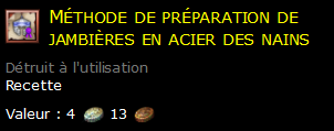 Méthode de préparation de jambières en acier des nains