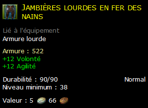 Jambières lourdes en fer des nains