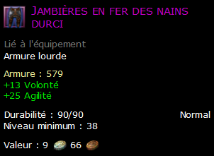 Jambières en fer des nains durci