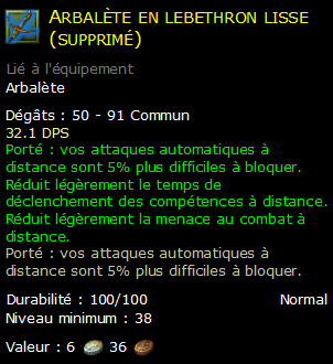 Arbalète en lebethron lisse (supprimé)