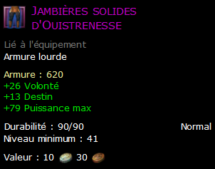 Jambières solides d'Ouistrenesse