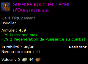 Superbe bouclier léger d'Ouistrenesse