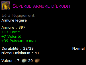 Superbe armure d'érudit