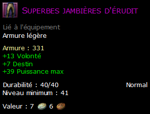 Superbes jambières d'érudit