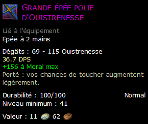 Grande épée polie d'Ouistrenesse