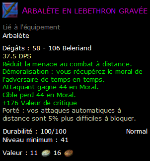 Arbalète en lebethron gravée