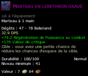 Marteau en lebethron gravé