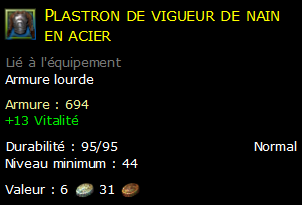 Plastron de vigueur de nain en acier