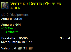 Veste du Destin d'Elfe en acier