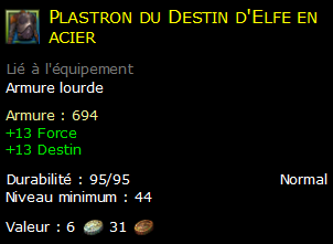 Plastron du Destin d'Elfe en acier