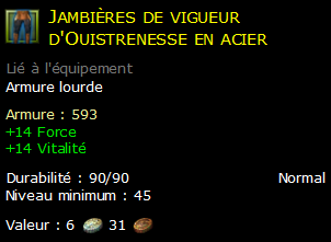 Jambières de vigueur d'Ouistrenesse en acier