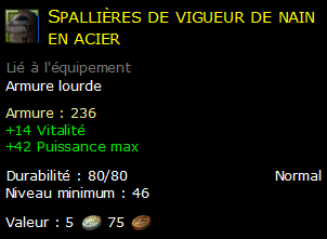 Spallières de vigueur de nain en acier