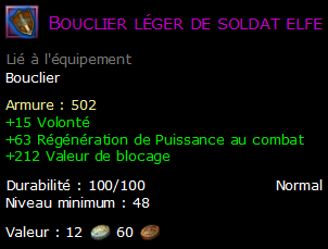 Bouclier léger de soldat elfe